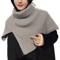 thumbnail image 2 of Womens Shawls, Duoif Women's Solid Color Slit High Collar Shawl Knitted Scarf Warm Pullover Woolen Scarf Shawl Wraps for Women Grey, 2 of 5