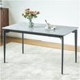 thumbnail image 4 of Modern Sintered Stone Dining Table with Black Iron Base, Gray Rock Top for 8-Seater, 4 of 10