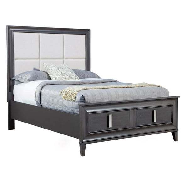 Alpine Furniture Lorraine Wood Standard King Storage Platform Bed in Dark Gray