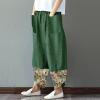 thumbnail image 1 of Pantalon Large pour Femmes Pantalon Large Décontracté en Coton et Lin Imprimé Patchwork Irrégulier, 1 of 3