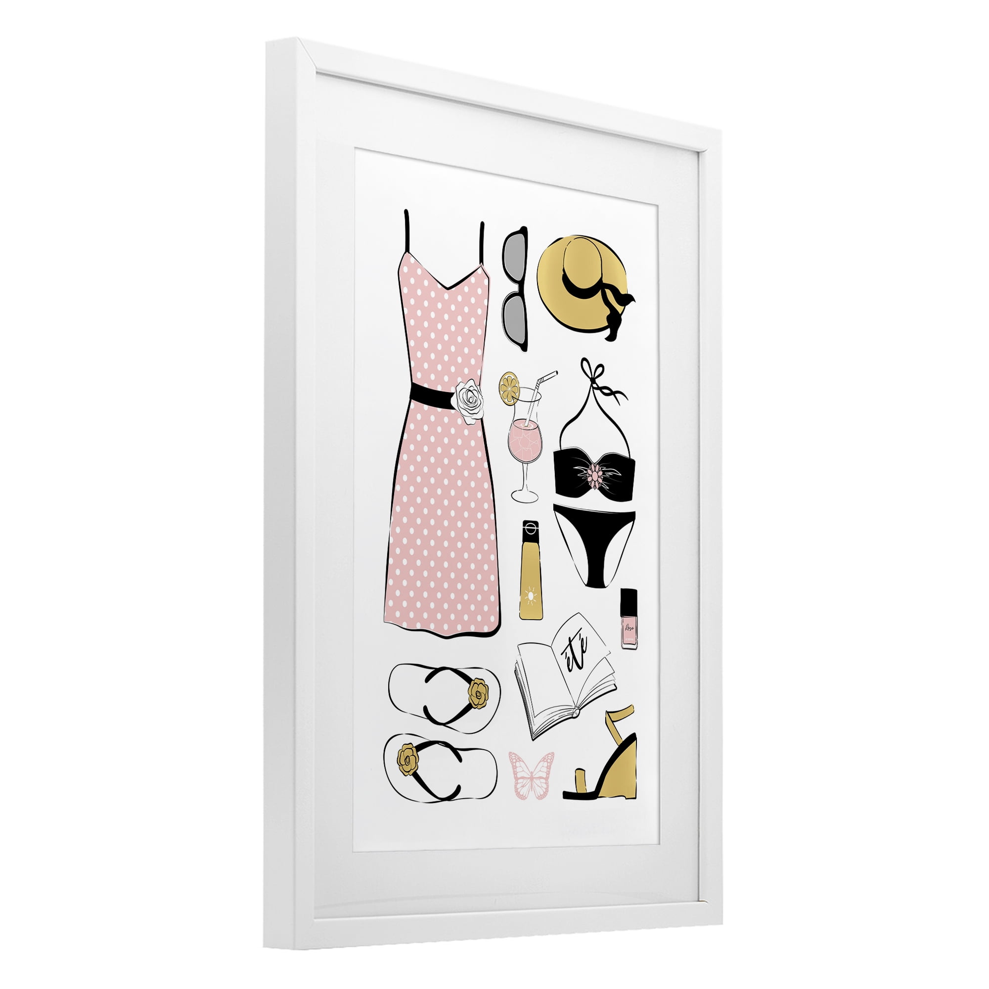 Stupell Industries Summer Vibes Necessities White Framed Print Under Glass, design by Martina Pavlova