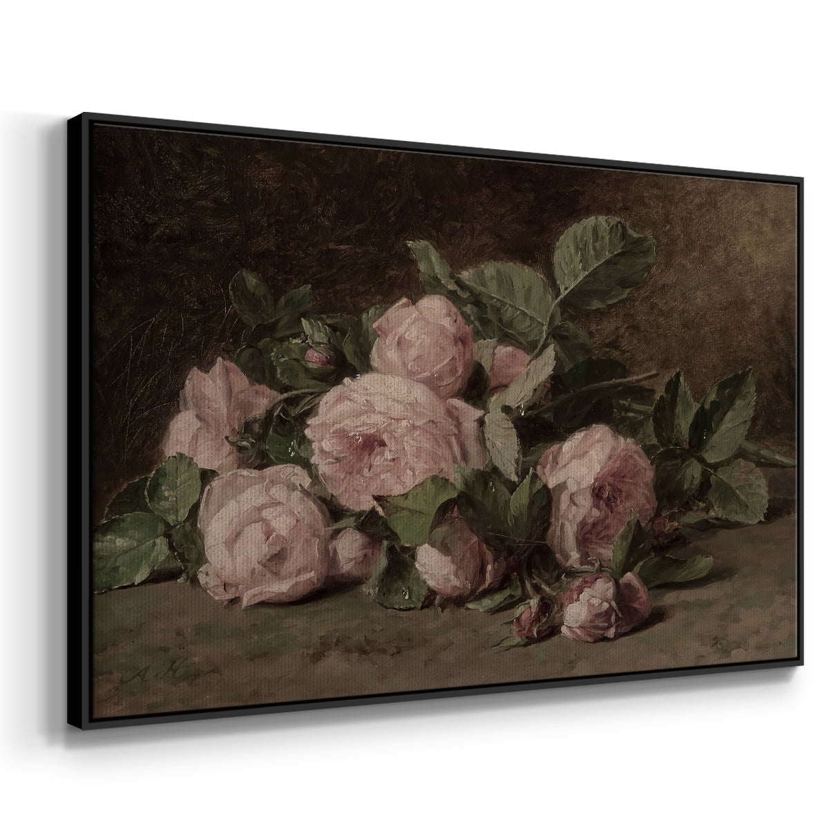 Vintage Botanical Print-XLI By Wexford Home Framed in Black Wood Gallery Wrapped Canvas 17 in. x 25 in.