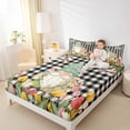 thumbnail image 4 of Homewish Cute Gnome Twin Sheet Sets,Colorful Flower Tulip Twin Fitted Sheet,White Black Classic Checkered Flat Sheet For Girls Kids,Luxury Bedroom Decor,3pcs, 4 of 7