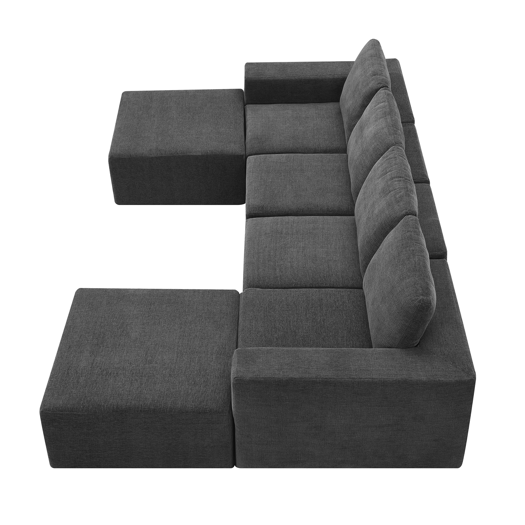 MAYEERTY 110x72" Modular U-Shaped Sectional Sofa - Luxury Chenille Floor Couch with Ottomans/Deep Seat, No Assembly for Living Room/Bedroom, 3 Colors