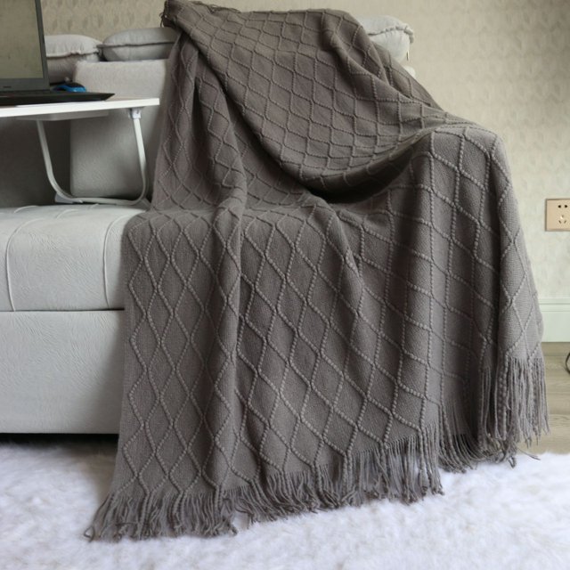 Throw Blankets for Couch, Off Lightweight Decorative Blankets and Throws, Boho Warm Knit Blanket for Men and Women 127*180cm