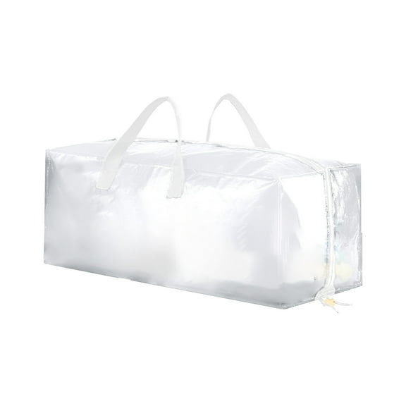 openpig Large Storage Duffle Bag with Zippers and Handles, Big Foldable Duffle Bag for Travel, Foldable Weekender Bag for Overnight Camping, White