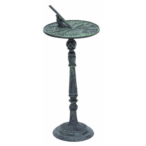 Cast Iron Rustic Verdigris Whimsical Dragonfly Garden Sundial Roman Numerals
