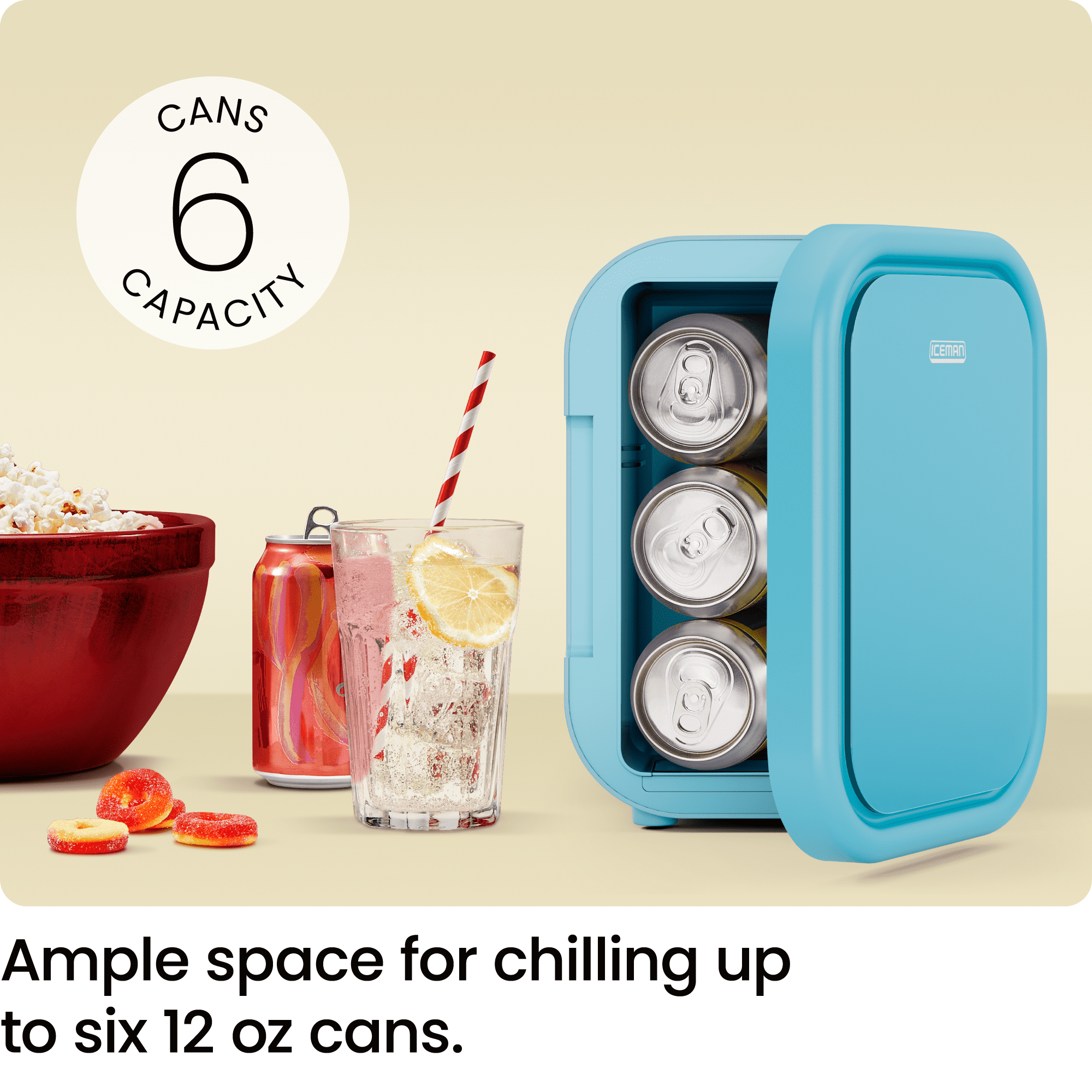 The Iceman Portable Mini Fridge 4L 6 Can Capacity