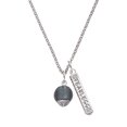 thumbnail image 1 of Delight Jewelry 12mm Grey Roller Spinner with Silvertone Lining Glass Spinner Silvertone Fearless Bar Charm Necklace, 23", 1 of 4