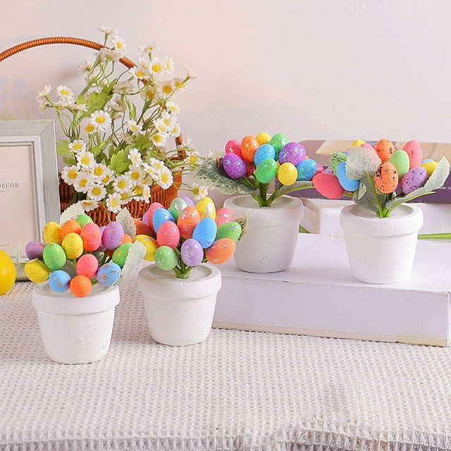 Xihbxyly Maceta para Huevos de Pascua, Huevos de Espuma de Colores, Decoración Duradera para Macetas, Ideal para Interiores y Exteriores, Ideal para Fiestas de Pascua, Bodas, Decoración de Temporada,