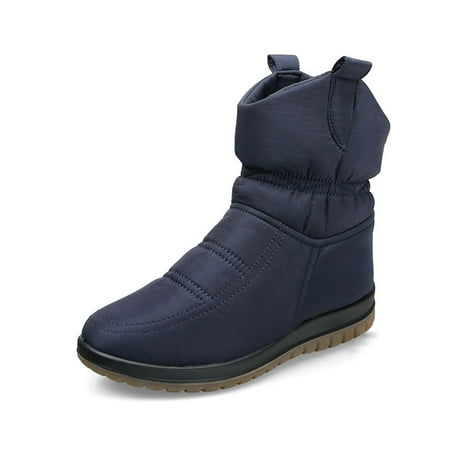 

Colisha Women Comfort Side Zip Winter Boot Outdoor Breathable Ankle Boots Walking Round Toe Mid Calf Blue 6.5