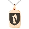 thumbnail image 1 of Stainless Steel Angel Divinity Coat of Arms Shield Engraved Small Rectangle Dog Tag Charm Pendant Necklace, 1 of 1