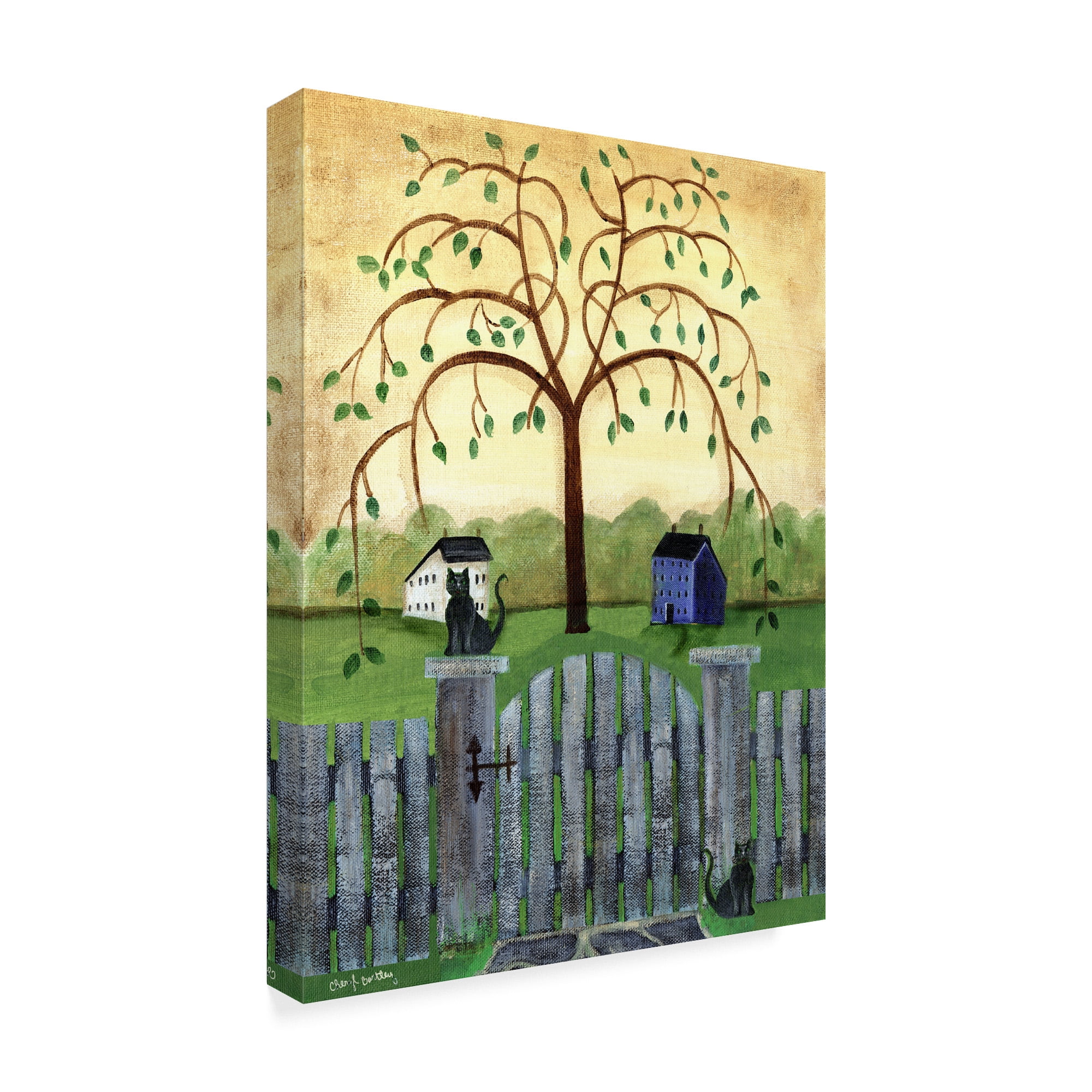 Trademark Fine Art 'Country Cats Under Willow Tree' Canvas Art by Cheryl Bartley