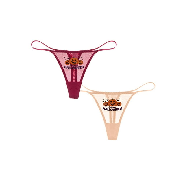 Culottes Transparentes Taille Basse d'Halloween pour Femmes, Gousset en Coton, Dentelle et Maille, String pour Femmes