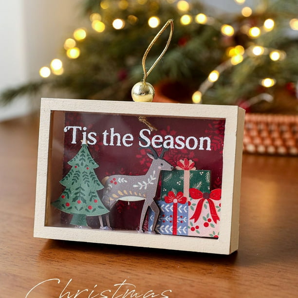 Adornos navideños, Adornos navideños, Regalos navideños, Adorno colgante de madera, Caja decorativa de escritorio, Decoración para árbol de Navidad, Accesorios colgantes, Letrero colgante de madera