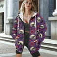 thumbnail image 3 of SCRAWLGOD Skull Rose Pink Violet Love Oversized Women's Full Zipper Hoodies Hooded Long Sleeve Sweater with Pockets Relaxed Shoulder Soft Tops Fall Winter Trendy Outfits, XS, 3 of 7