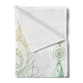 thumbnail image 2 of Peacock Soft Flannel Fleece Throw Blanket, Aesthetic First Nations Feather and Peacock Tail Traditional Design Print, Cozy Plush for Indoor and Outdoor Use, 50" x 60", Mint Green Yellow, by Ambesonne, 2 of 5