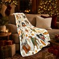 thumbnail image 3 of Cheerful Fall Dogs Knitwear Autumn Leaves Pumpkins Watercolor, Cozy Pet Portrait Pattern, Warm Flannel Blanket for Living Room and Bedroom, Dog Lovers Thanksgiving Gift, Pet Lover Home Decor, 3 of 9