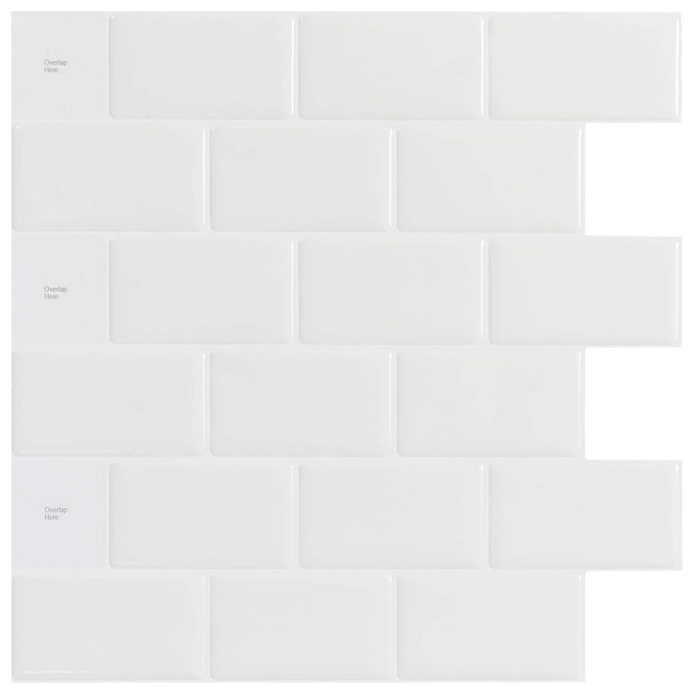 Art3d 10Sheet Peel and Stick Tile Backsplash for Kitchen in Subway Design 12"x12" White Tile