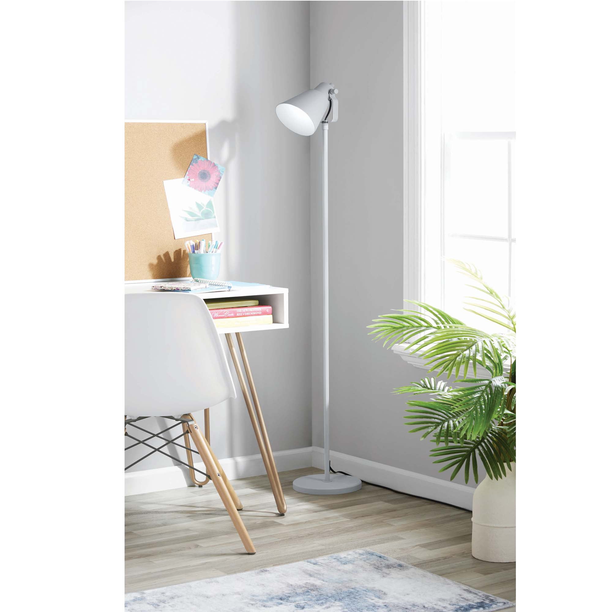 Mainstays 64” Modern Adjustable Gray Floor Lamp with Gray Shades