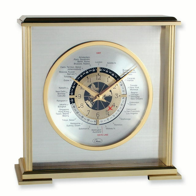 Aviator World Time Clock Engraving Plate Household Alarm Desk Mantel