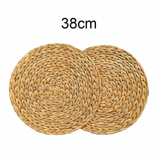 Onever Cattail Straw Round Woven Placemats Rattan Table Mats Natural