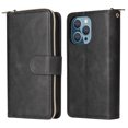 thumbnail image 2 of Feishell for Apple iPhone 13 Pro Max (6.7 inch) Wallet Case for Women Men,Premium PU Leather Magnetic Clasp Zipper 9 Card Slots Folio Flip Holder Shockproof Purse Phone Case with Wrist Strap,Black, 2 of 8