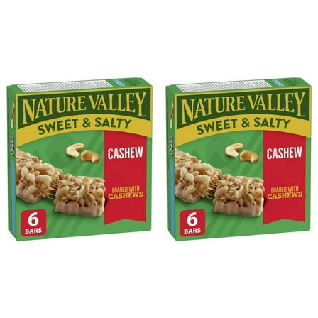 Nature Valley Granola Bars, Sweet and Salty Nut, Cashew, 6 Bars x 32g, 192g (2 Pack)