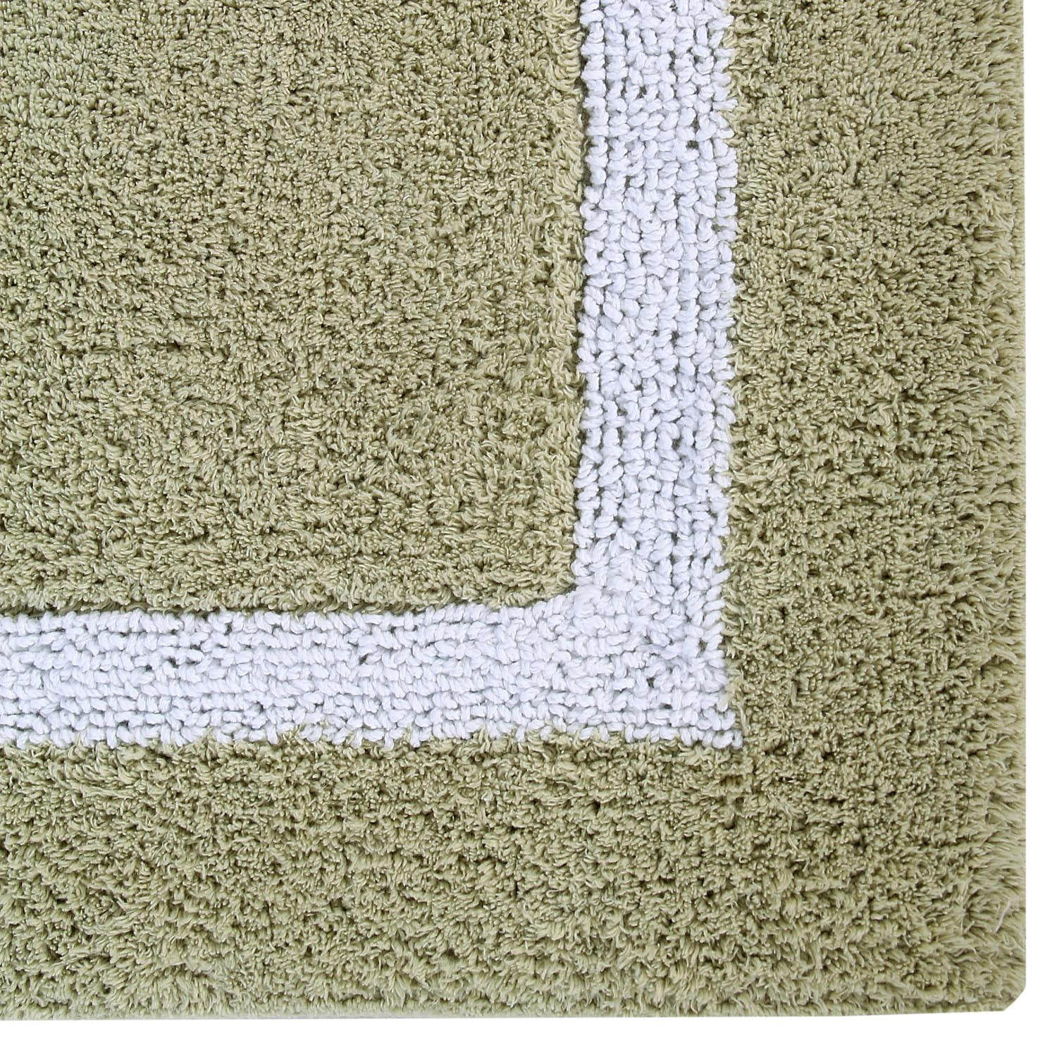 Better Trends 5 Piece Bathroom Rugs Set 100% Cotton Soft Bath Mat Water Absorbent, Reversible, Machine Washable for Home, Bathroom Decor Toilet Base Contour Mat, Hotel Multi Collection - Sage/White