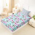 thumbnail image 4 of Erosebridal Soccer Print Cartoon Bow Twin Sheet Sets 3pcs for Boys Girls,Kids Teens Pink Teal Lightning Bedding,Breathable Home Decor, 4 of 5