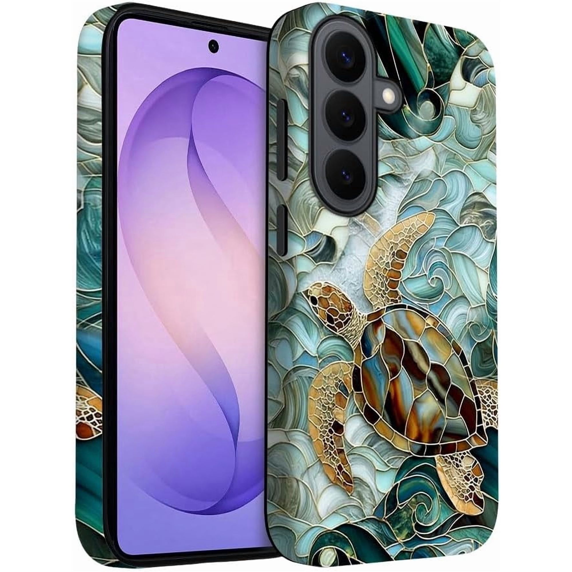 Case for Samsung Galaxy S26 Case | Stained Glass Ocean Sea Turtles | Slim Drop Protection Design