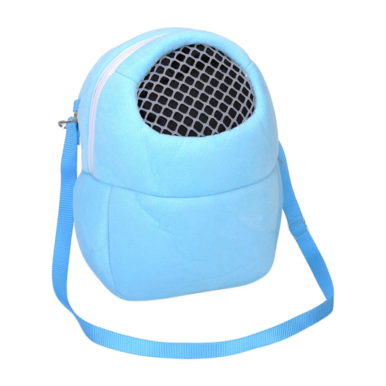 Animal Carrier Bag Travel Warm Cage Hamster Pouch Blue 27x22cm