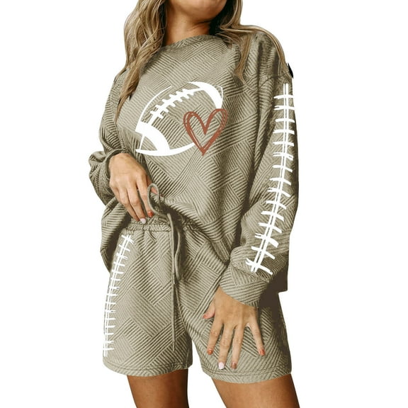 qolati Women's 2 Piece Outfits Casual Long Sleeve Crewneck Pullover Sweatshirts and Shorts Sweatpants Matching Sets Y2k Fall Clothes Pajamas Loungwear Tracksuit