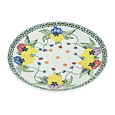 

Blue Rose Polish Pottery Majestic Pansy Dessert Plate