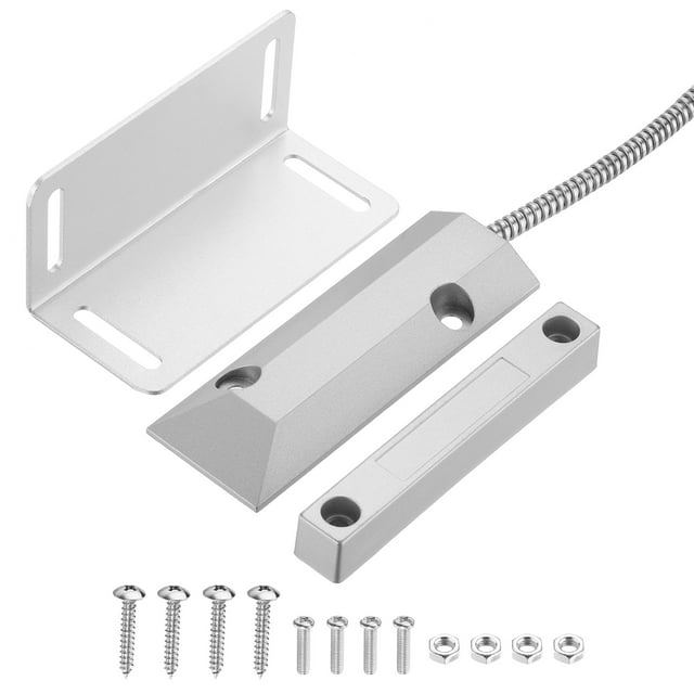 Unique Bargains Garage Door Sensor, NC Wired Magnetic Contacts Switch with Adjustable Bracket