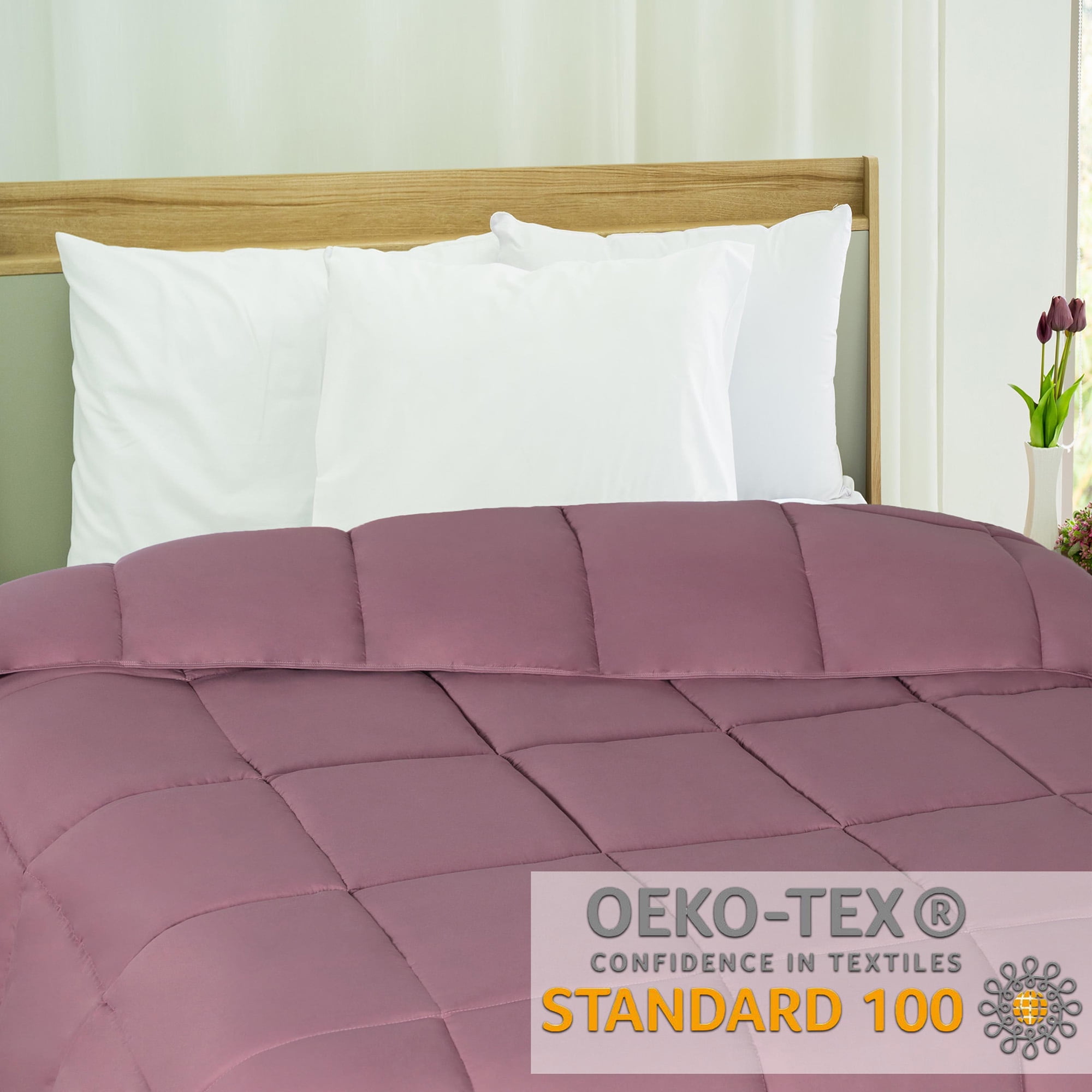 Superior Solid Comforter Down Alternative Bedding, Full, Mauve
