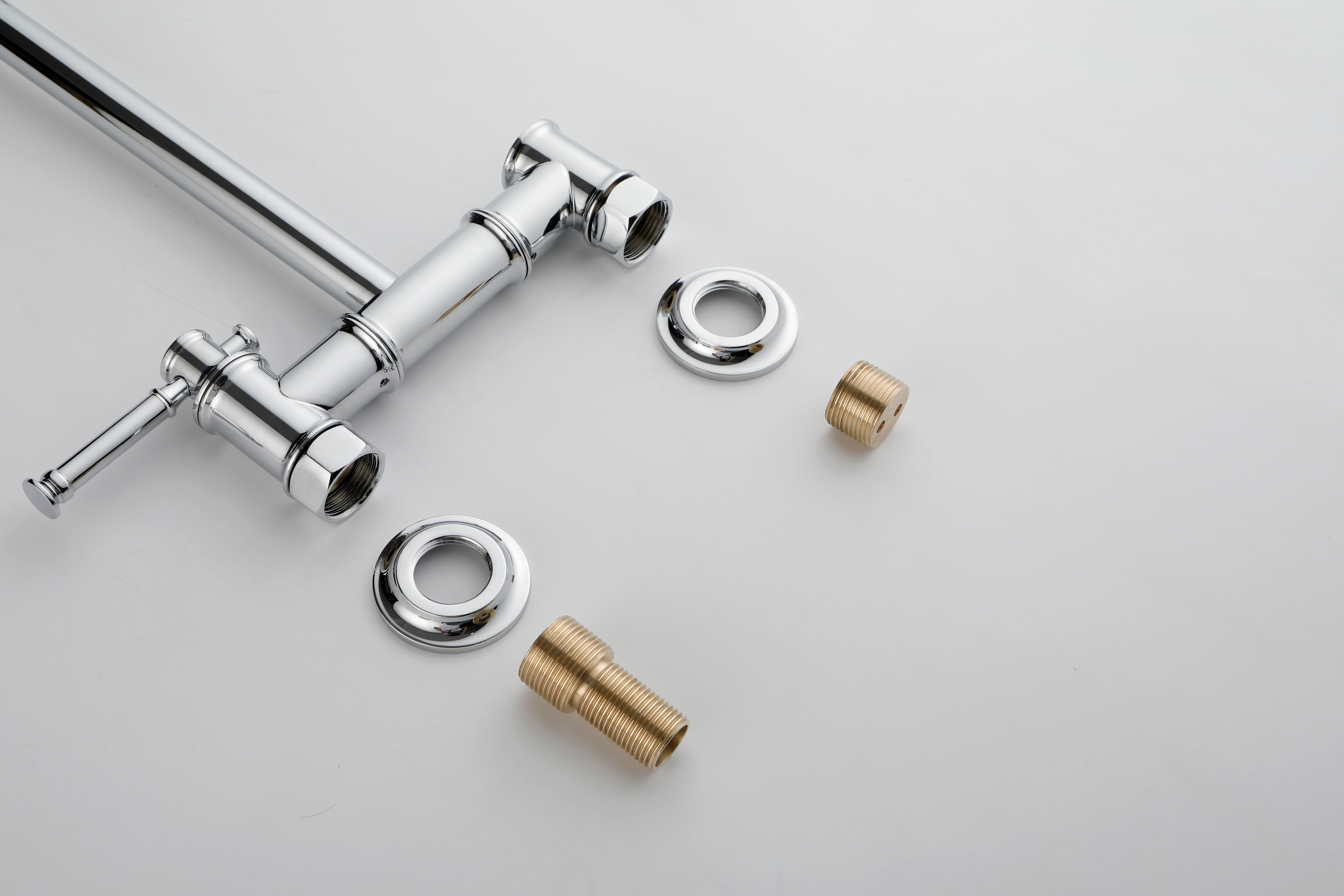 Wall mounted Pot Filler Faucet, Modern Brass Pot Filler Two-Attachment Wall Mount Folding Kitchen Pot Filler Swing Arm