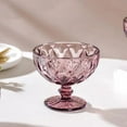 thumbnail image 5 of STP GOODS Vintage Embossed Glass Dessert Bowl Set of 4 pcs 8.45 fl oz (250 ml) Glass Candy Bowl Serving Bowl with Stem Ice Cream Bowl for Pudding Fruit Snack Trifle Appetizes, Burgundy, 5 of 6