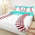 thumbnail image 4 of Castle Fairy Baseball Ice Cream Queen Sheets 4 Pieces, Ball Gamer Queen Sheet Sets, Teal Red,1 Fitted Sheet, 1 Flat Sheet and 2 Pillowcases, 4 of 6