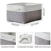 TESPERT 3-Pack Large Storage Baskets Set - Collapsible EVA Organizer Bins with Handles for Shelves, Nursery, Office (13.8x9.8x6.7) - Space Saving & Multi-Purpose, White & Grey