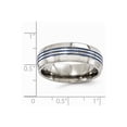 thumbnail image 6 of Grey Titanium Ring Band Wedding Blue Standard Domed, 6 of 6