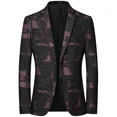 thumbnail image 3 of Chaqueta de traje de un solo pecho con cuello en V para hombre, abrigos de vestir ajustados de moda, blazers azules, grises y amarillos, blusas casuales para hombre, talla asiática, 3 of 5
