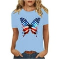 thumbnail image 2 of Cavosen 4th of July Clothes Women Petite Independence Day Short Sleeve Round Neck T Shirts American Flag Graphic Tops Lady L 4th of July Casual T Shirts Red White and Blue Tunic Tees, 2 of 8