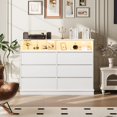 thumbnail image 4 of Tzou 6 Drawer Dresser for Bedroom with Power Outlet, Modern Double Dresser with LED Lights, Wide Dresser Organizer with Open Shelf Storage for Closet Bedroom Living Room Hallway, 4 of 8