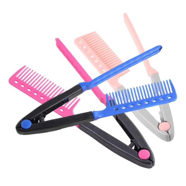 Juego de peines alisadores de cabello, diseño plegable en forma de V para peinar cabello grueso y fino.