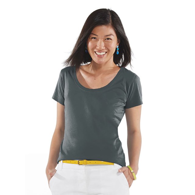 Camiseta de mujer con cuello redondo CHARCOAL L LAT 3504