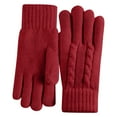 thumbnail image 2 of Women's Fleece Lined Thermal Mittens, Winter Knit Gloves with Touchscreen Fingers, Thick Warm Double Layer Cold Weather Gloves, Soft Comfortable Outdoor Skiing and Cycling Accessories for Women Red, 2 of 5