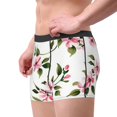 and delicate pink flower pattern with green leaves Men's Novelty Briefs