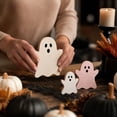 thumbnail image 4 of 3PCS Halloween Rustic Wooden Ghost Signs Cute Pink and White Spooky Farmhouse Tiered Tray Decorations Autumn Tabletop Home Ornaments Gift Set, 4 of 8