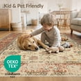 thumbnail image 4 of ODIKA 3'x5' Washable Throw Rug Tone Vintage Abstract Scroll Border Distressed Terracotta Geometric for Entryway, Kitchen, Mudroom, Stain Resistant, Low Profile, Non-Slip, 4 of 7